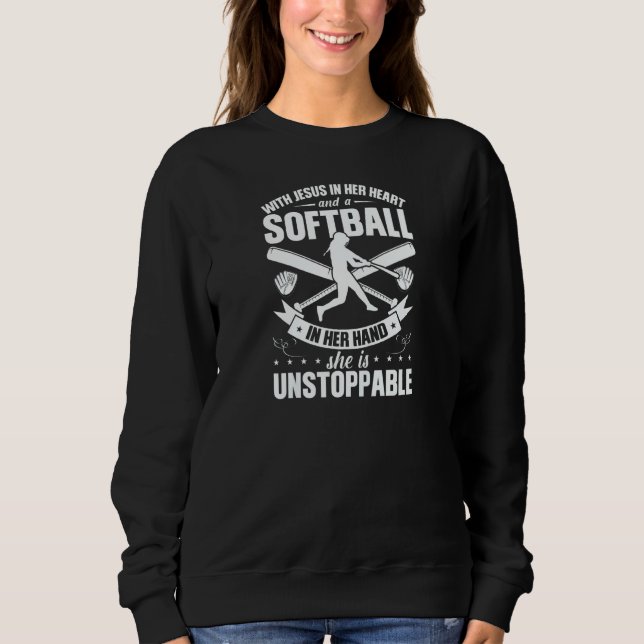 Moletom Womens Jesus In Her Heart A Softball In Her Hand S (Frente)