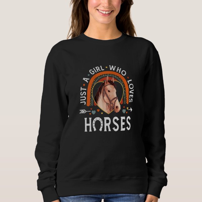 Moletom Womens Just A Girl Who Loves Horses Rainbow Appare (Frente)
