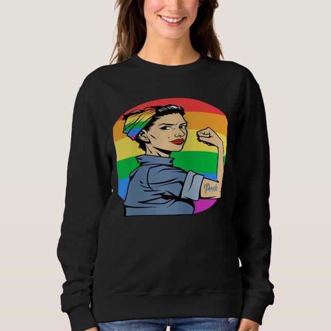 Moletom Womens LGBT Gay Lesbian Pride Feminist Rainbow Fla (Frente)