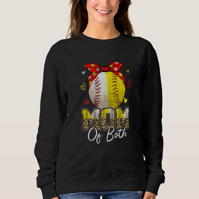 Moletom Womens Mom Of Both Baseball And Softball Mom  Moth (Frente)
