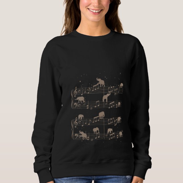 Moletom Womens Music Notes Elephant (Frente)