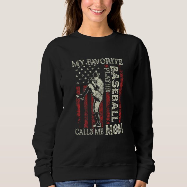 Moletom Womens My Favorite Baseball Player Calls Me Mom US (Frente)