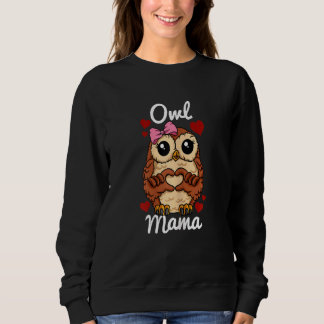 Moletom Womens Owl Mama Finger Heart Owl Animal com Ribbo