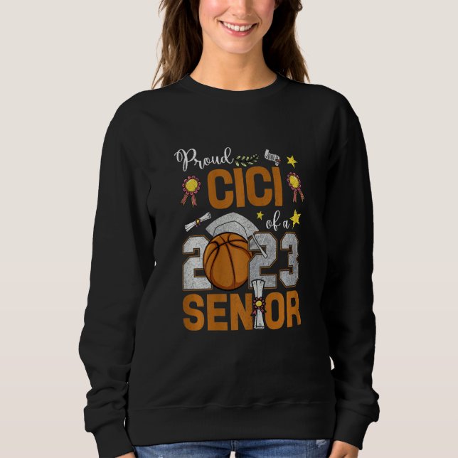 Moletom Womens Proud Cici Of A 2023 Senior Basketball Grad (Frente)