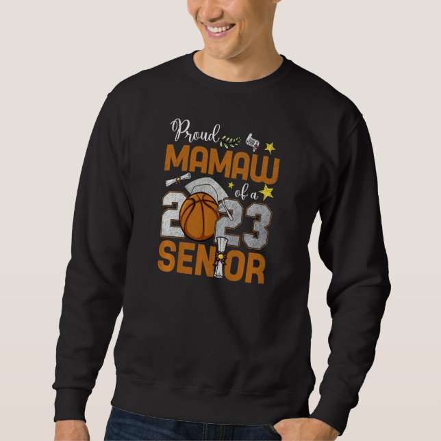 Moletom Womens Proud Mamaw Of A 2023 Senior Basketball Gra (Frente)