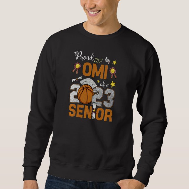 Moletom Womens Proud Omi Of A 2023 Senior Basketball Gradu (Frente)