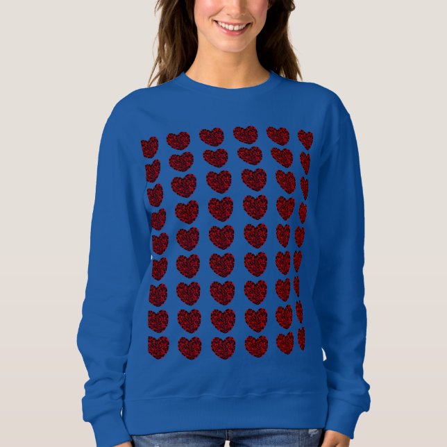 Moletom Women's Red Hearts Sweatshirt (Frente)