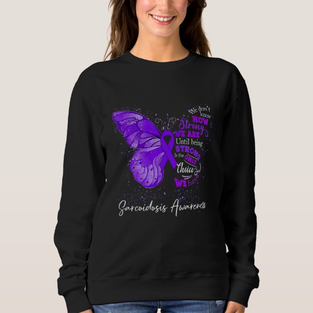 Moletom Womens Sarcoidosis Awareness Purple Ribbon Butterf (Frente)