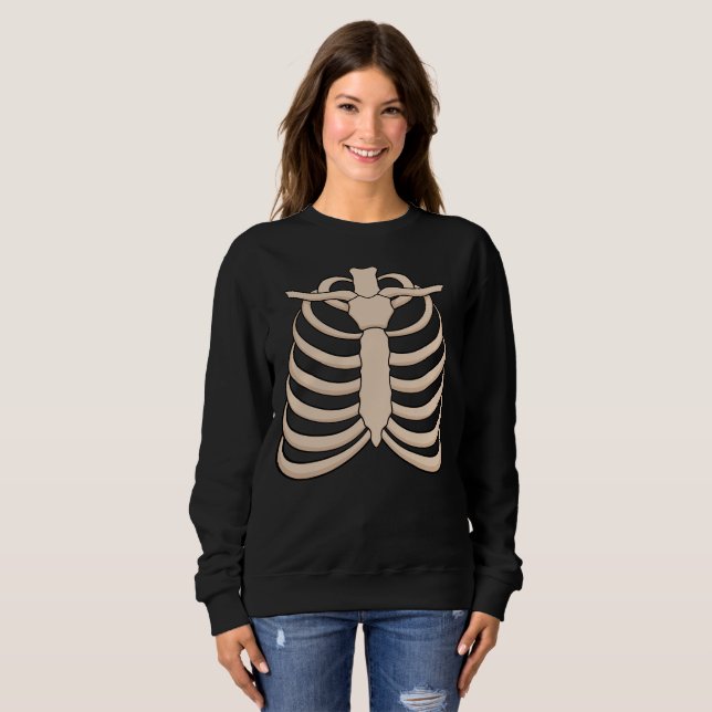 Moletom Women's Skeleton Sweatshirt for Halloween Party (Frente Completa)
