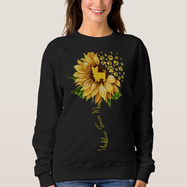Moletom Womens Sunflower Yorkshire Terrier Mãe Cão (Frente)