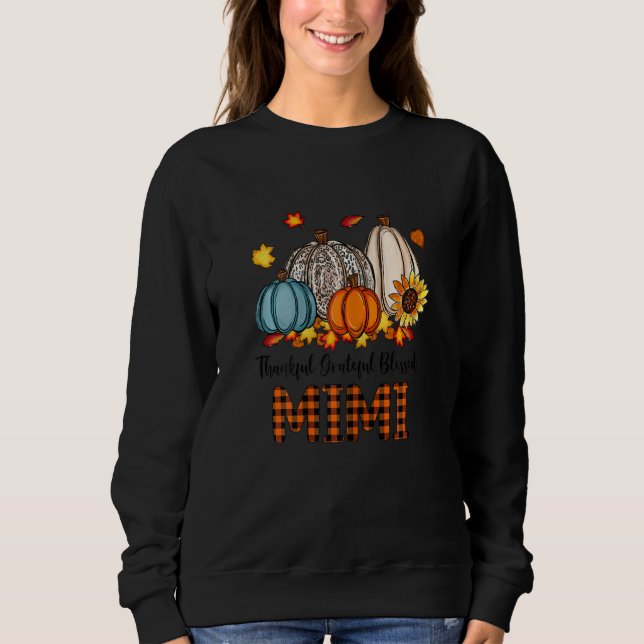 Moletom Womens Thankful Grateful Blessed Mimi Pumpkins Fal (Frente)