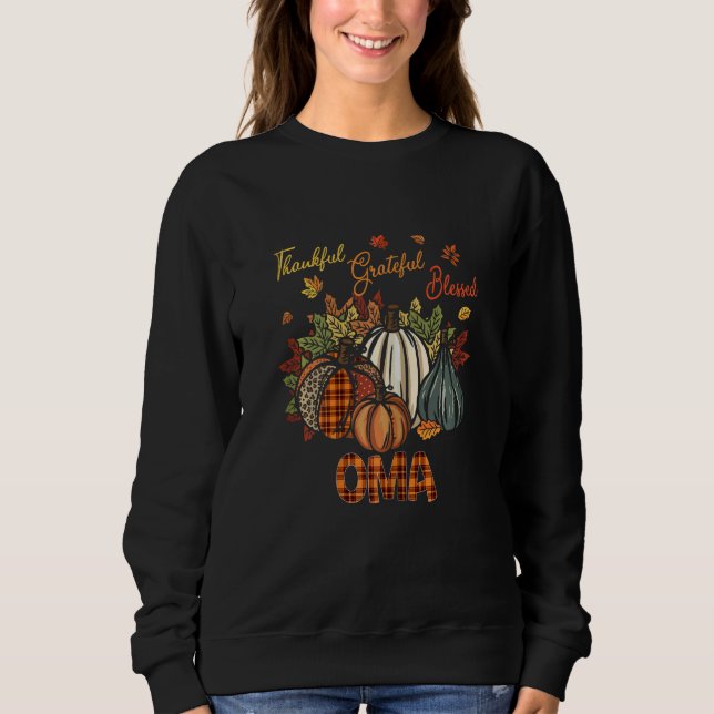 Moletom Womens Thankful Grateful Blessed Oma Pumpkins Fall (Frente)