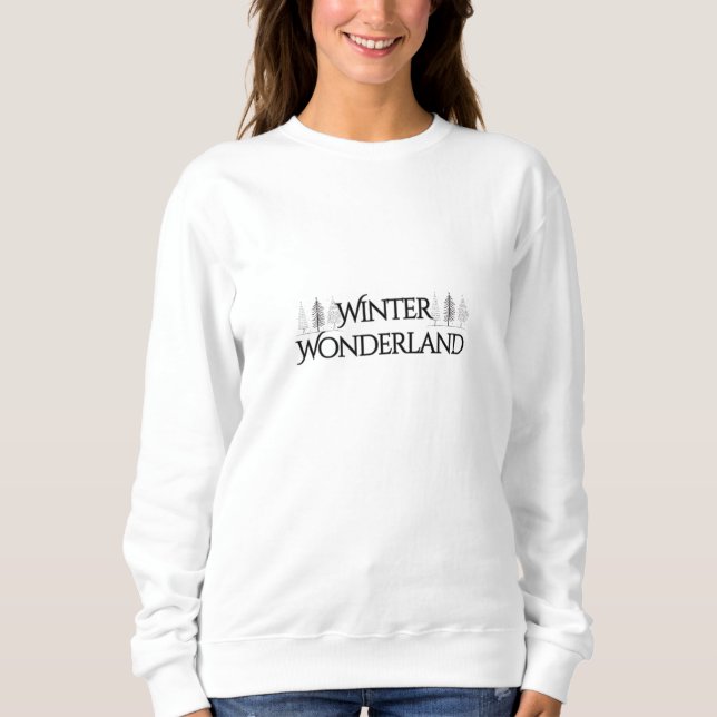 Moletom Wonderland de inverno - Texto Elegante e Pinheiros (Frente)