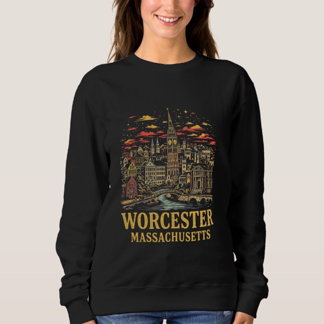 Moletom Worcester Skyline Vintage Worcester Massachusetts (Frente)