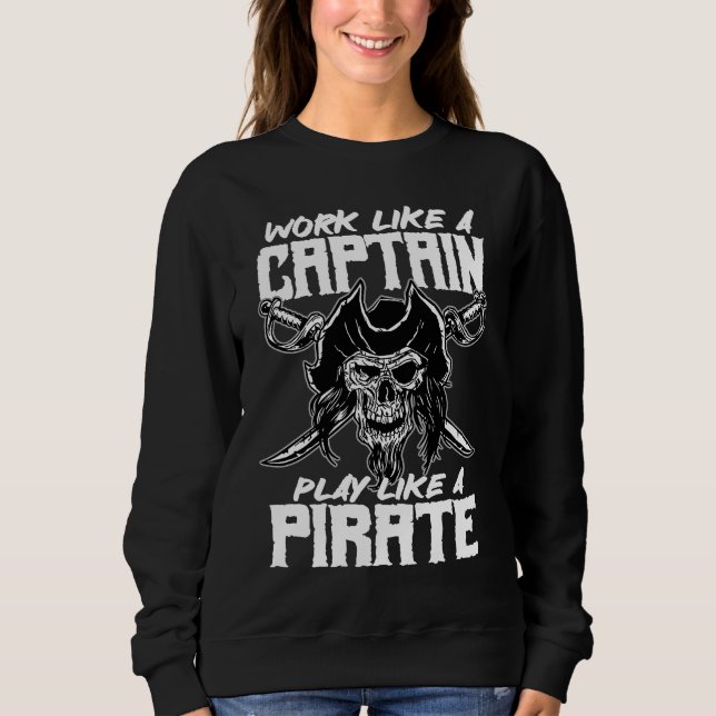 Moletom work like a captain play like a pirate skull capta (Frente)