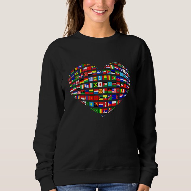 Moletom World Flags Earth Day Heart Shape Art (Frente)