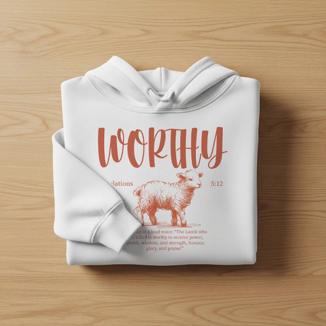 Moletom Worthy, Revelation 5:12 Bible verse  (Criador carregado)