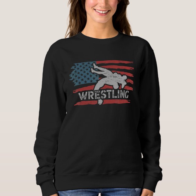 Moletom Wrestling American Flag Ring Athlete Wrestler Coac (Frente)