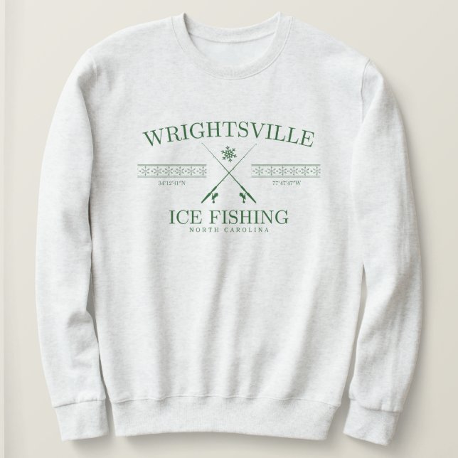 Moletom Wright tsville Beach Ice Fisheries, Carolina do No (Frente do Design)
