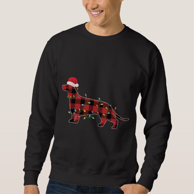 Moletom Xadrez de Buffalo Dachshund Engraçado Cachorro Fel (Frente)