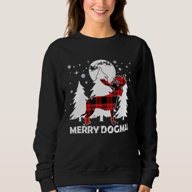 Moletom Xadrez Irlandesa Wolfhound Dog Xmas Pajama Reindee (Frente)