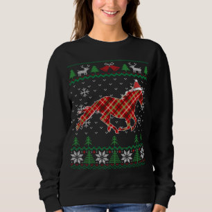 Moletom Xadrez Race Horse Santa Hat Rancher Equestrian Ugl