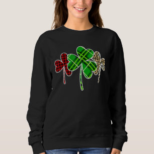 Moletom Xadrez Verde Shamrock Red Leopard Feliz St Patrich