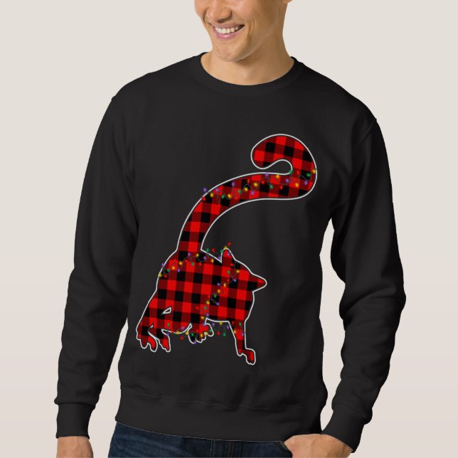 Moletom Xadrez Vermelha Buffalo Lemur Xmas Light Matching  (Frente)