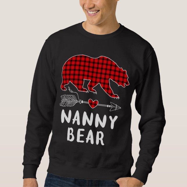 Moletom Xadrez Vermelha da ama Nanny Bear da família do Na (Frente)