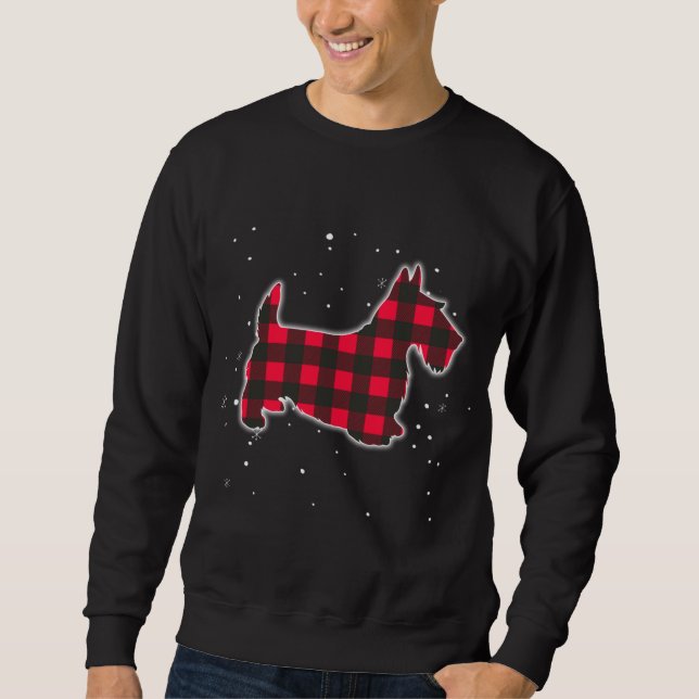 Moletom Xadrez Vermelha Scottie Christmas Matching Buffalo (Frente)