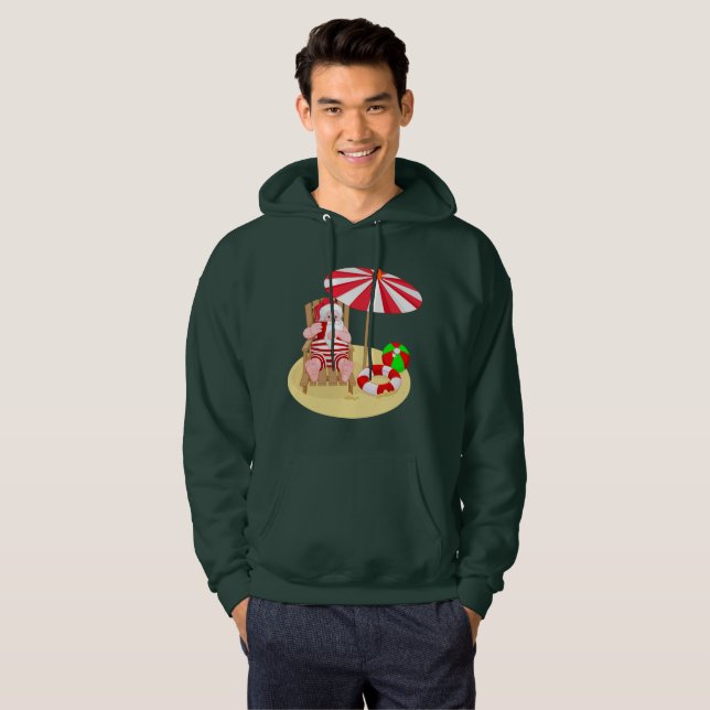 Moletom xmas Beach santa claus mens casaco (Frente Completa)
