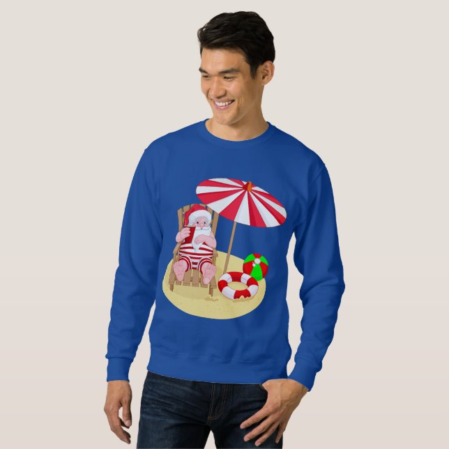 Moletom xmas Beach santa claus mens sweshirt (Frente Completa)