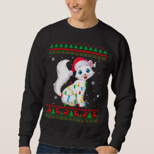 Moletom Xmas Feio Suor Luzes De Natal Gato Amor Gatinho
