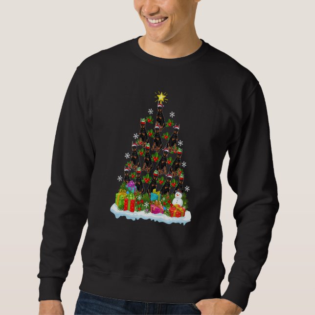 Moletom Xmas Holiday  Santa Doberman Dog Christmas Tree (Frente)