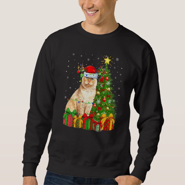 Moletom Xmas Holiday Santa Scottish Fold Cat Christmas Tre (Frente)