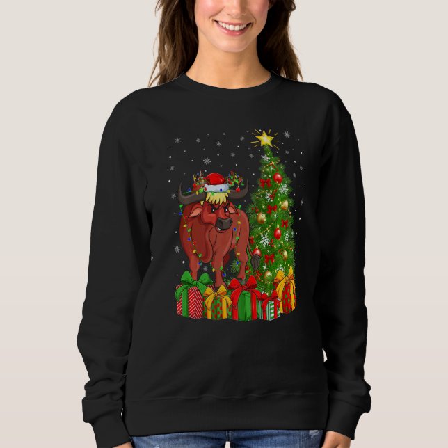 Moletom Xmas Holiday Santa Water Buffalo Christmas Tree   (Frente)