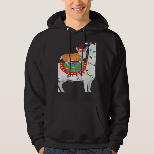 Moletom Xmas Lighting Corgi Dog Riding Llama Christmas (Frente)
