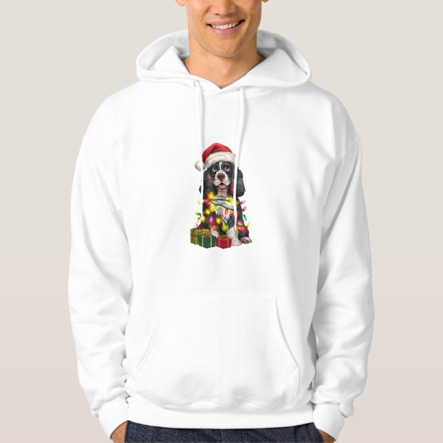 Moletom Xmas Lighting Santa Hat Alaskan Malamute Dog Chris (Frente)