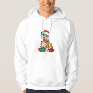 Moletom Xmas Lighting Santa Hat Cardigan Welsh Corgi Cog C