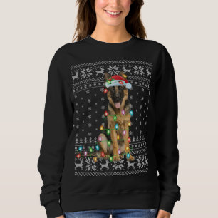 Moletom Xmas Lighting Santa Hat German shepherd feio Chris