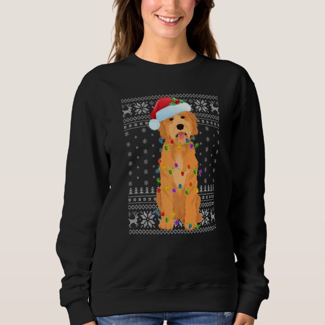 Moletom Xmas Lighting Santa Hat Ugly Goldendoodle Christma (Frente)
