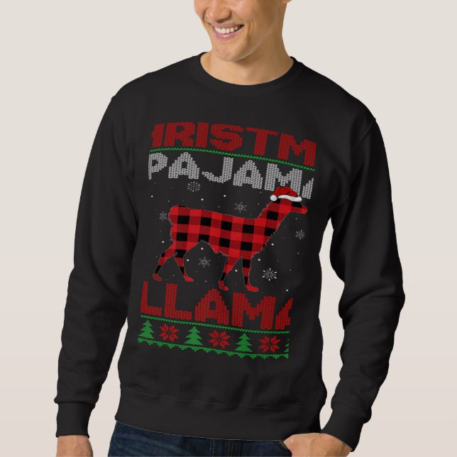 Moletom Xmas Llama Red Buffalo Plaid Ugly Llama Christmas  (Frente)