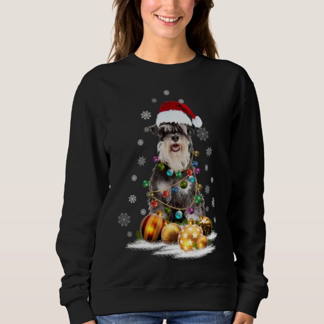Moletom Xmas Miniatura Schnauzer Cachorro Luzes De Natal S (Frente)
