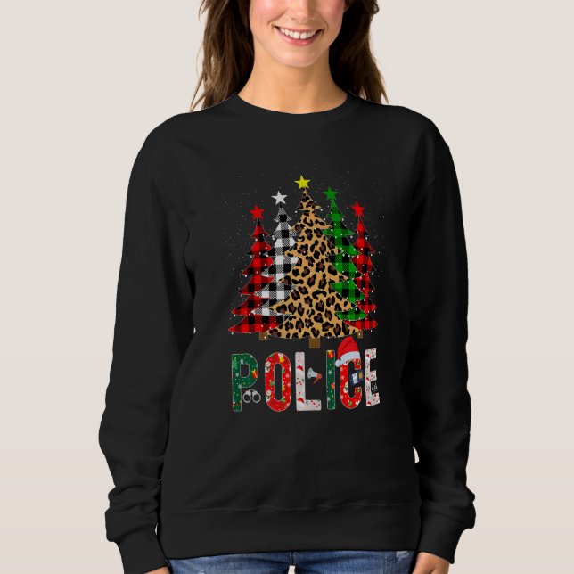 Moletom Xmas Santa Police Leopard Plaid Print Christmas Tr (Frente)