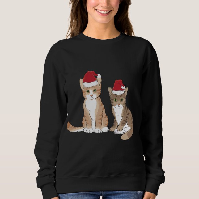 Moletom Xmas Tabby Kitten Red Santa Hat Meow Christma Boni (Frente)