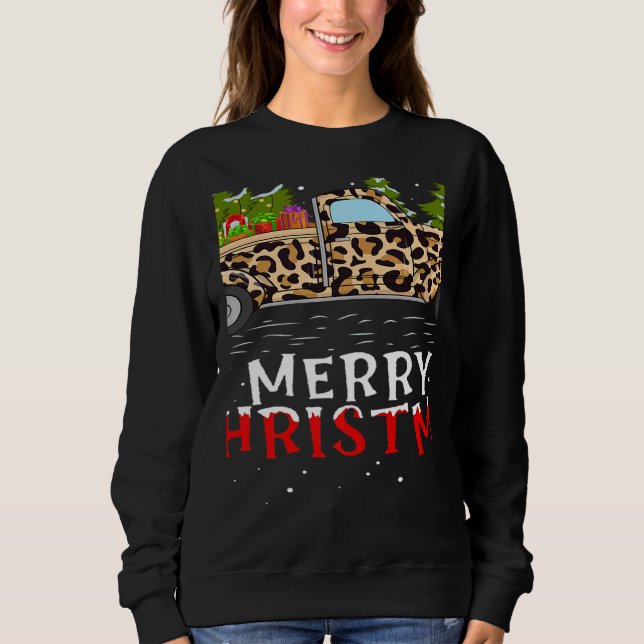 Moletom Xmas Tree Leopard Plaid Truck Merry Christmas   (Frente)