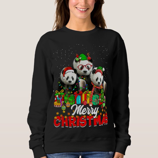 Moletom Xmas Tree Luz Natal Pajama Panda Bear Anima (Frente)