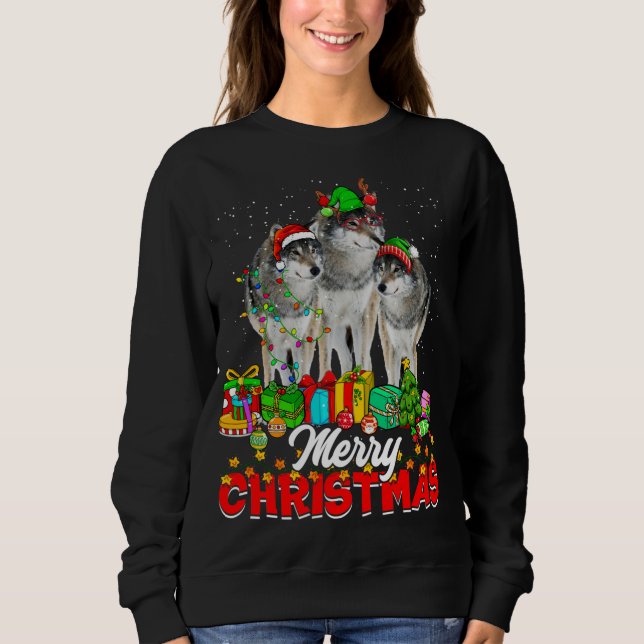 Moletom Xmas Tree Luz Natal Pajama Wolf Banks Lov (Frente)