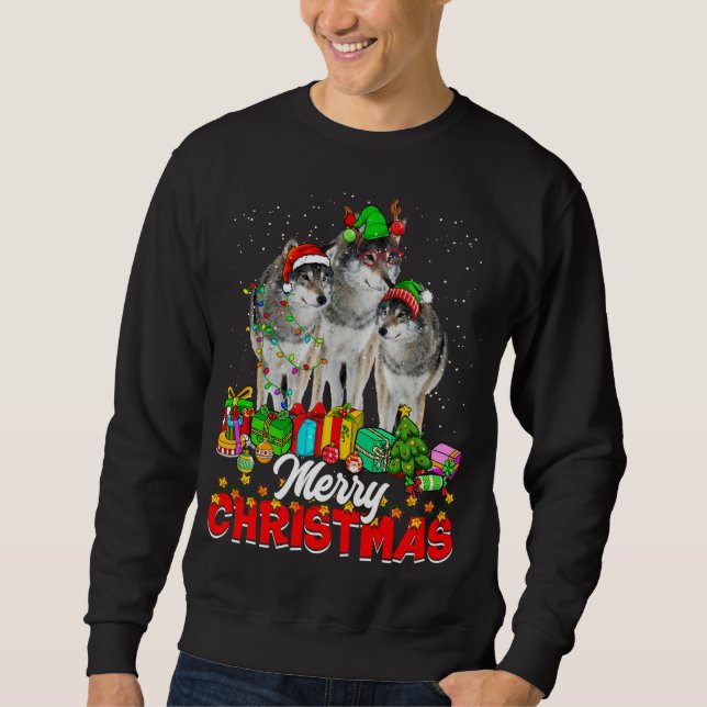 Moletom Xmas Tree Luz Natal Pajama Wolf Banks Lov (Frente)