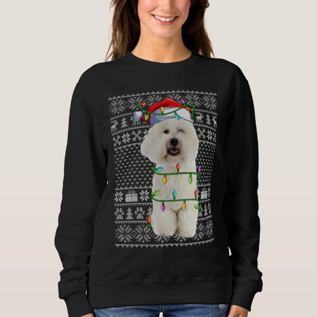Moletom Xmas Ugly Sweater Style Santa Bichon Frise Dog Chr (Frente)